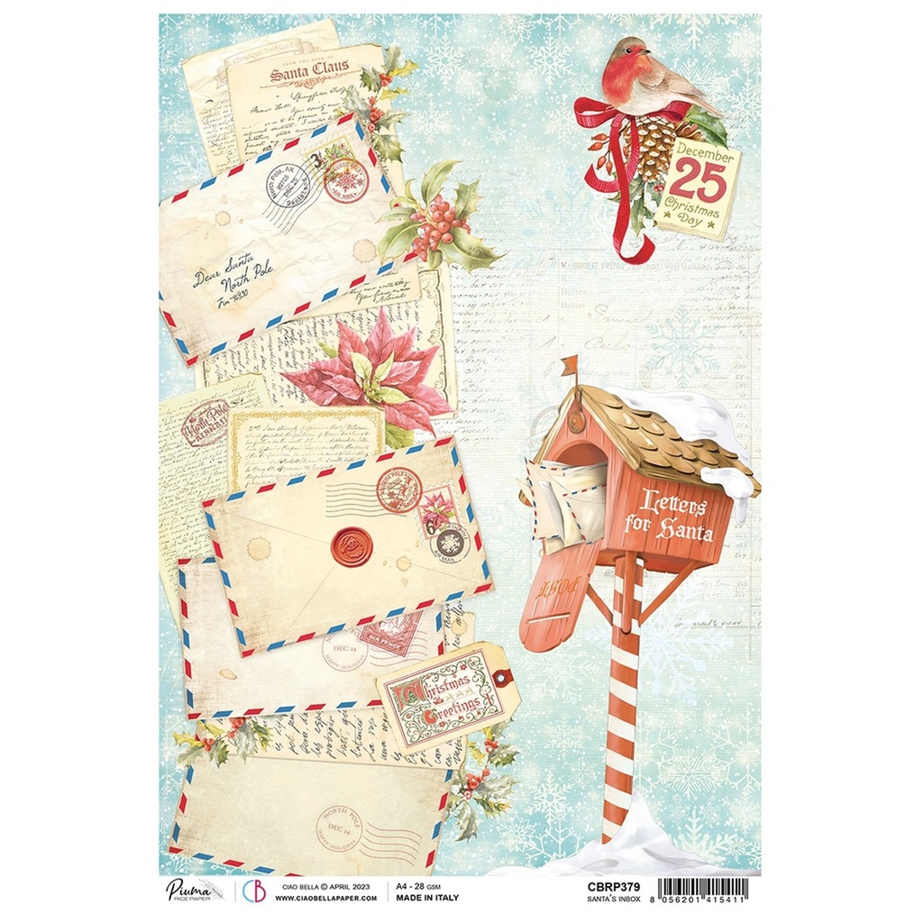 Ciao Bella Paper - Santa's Inbox A4 rice paper (5 Pack)