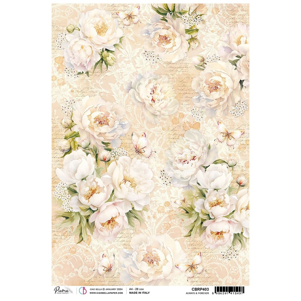 Ciao Bella Paper - Always & Forever A4 Rice Paper (5 pack)