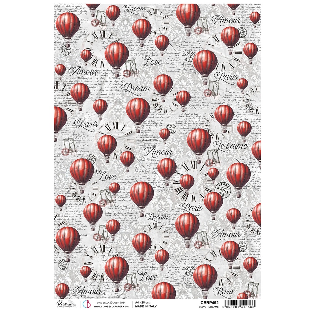 Ciao Bella Paper - Velvet Dreams A4 rice paper (5 Pack)