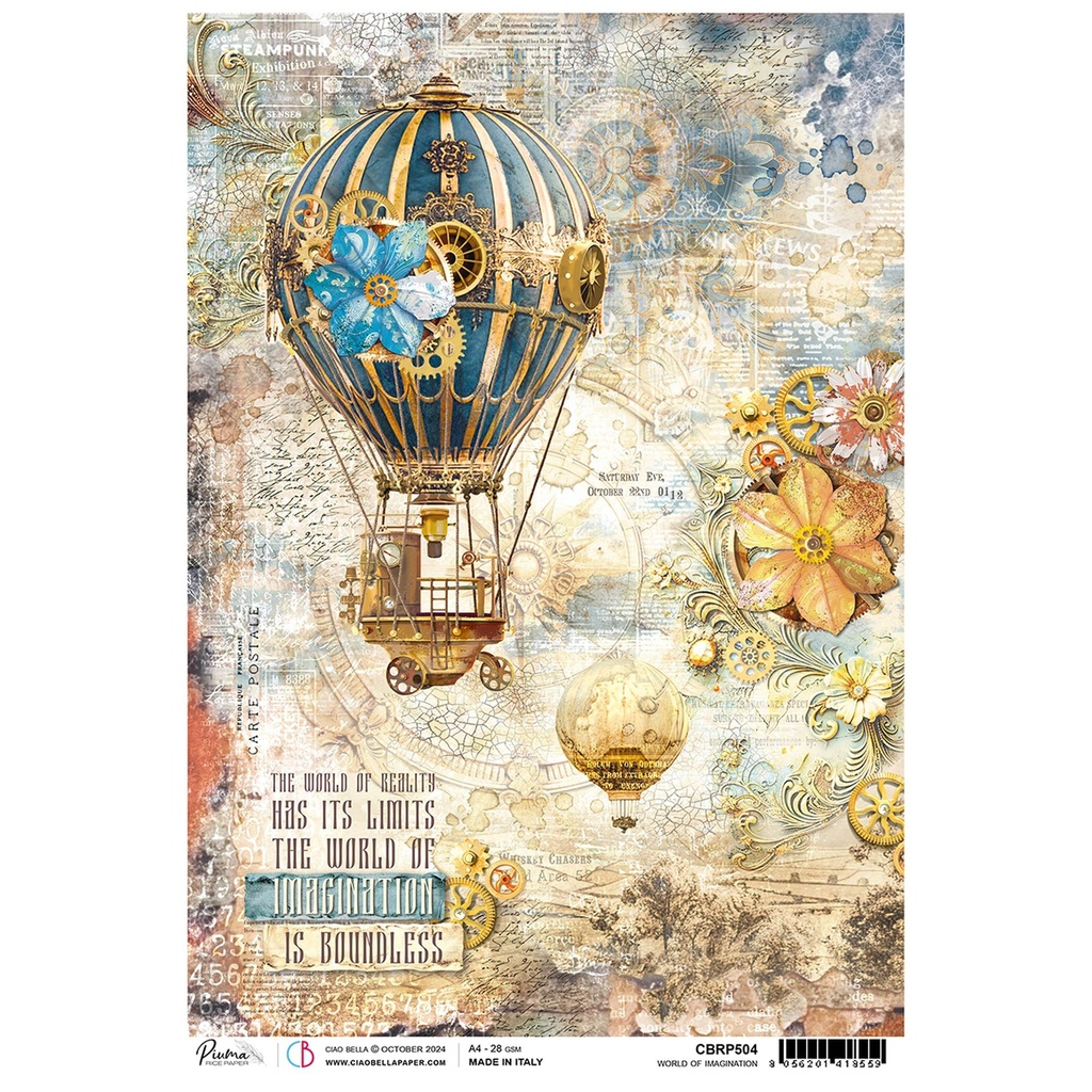 World Of Imagination - Ciao Bella Piuma Rice Paper A4 - 5 Pack