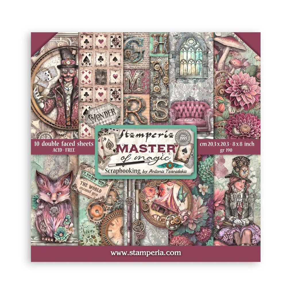 Stamperia - Master of Magic - Scrapbooking Pad - 10 sheets cm 8"X8"