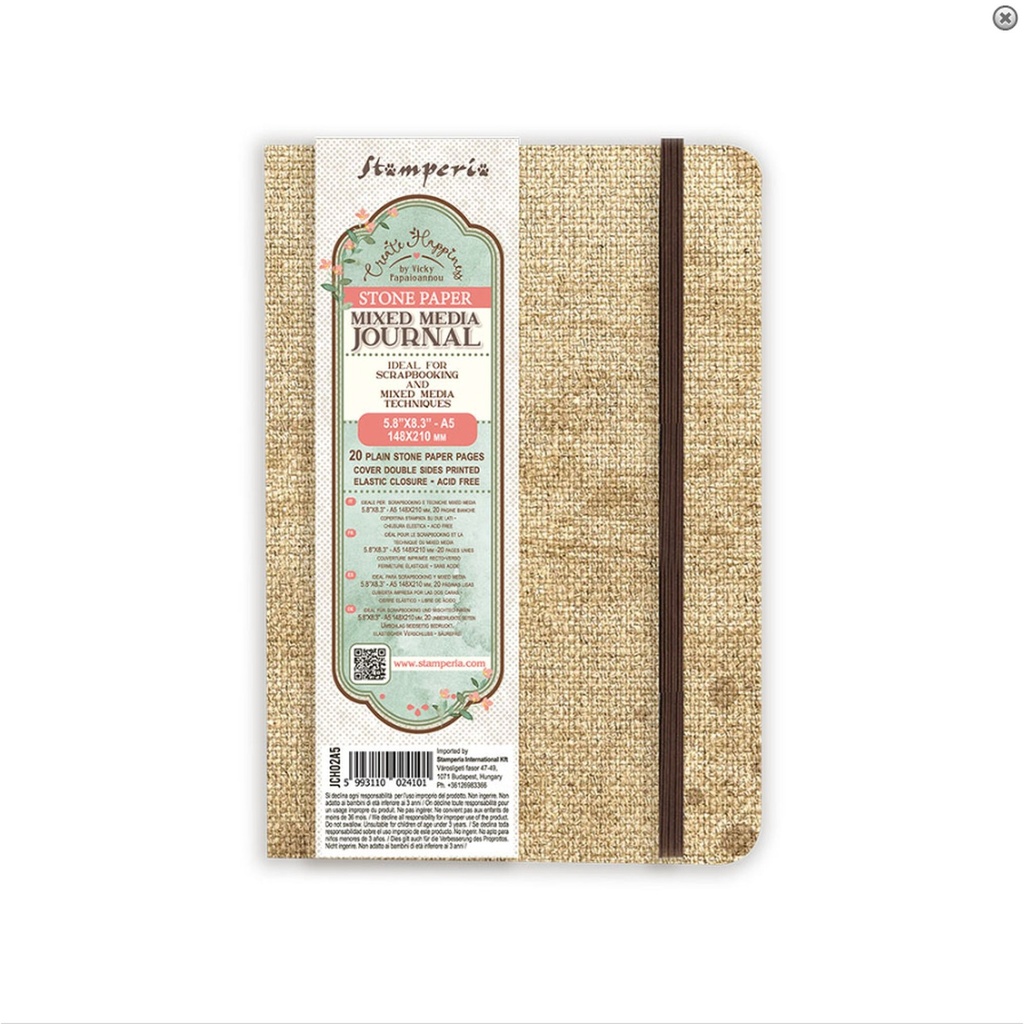 Stamperia Create Happiness Stone Paper A5 Mixed Media Journal