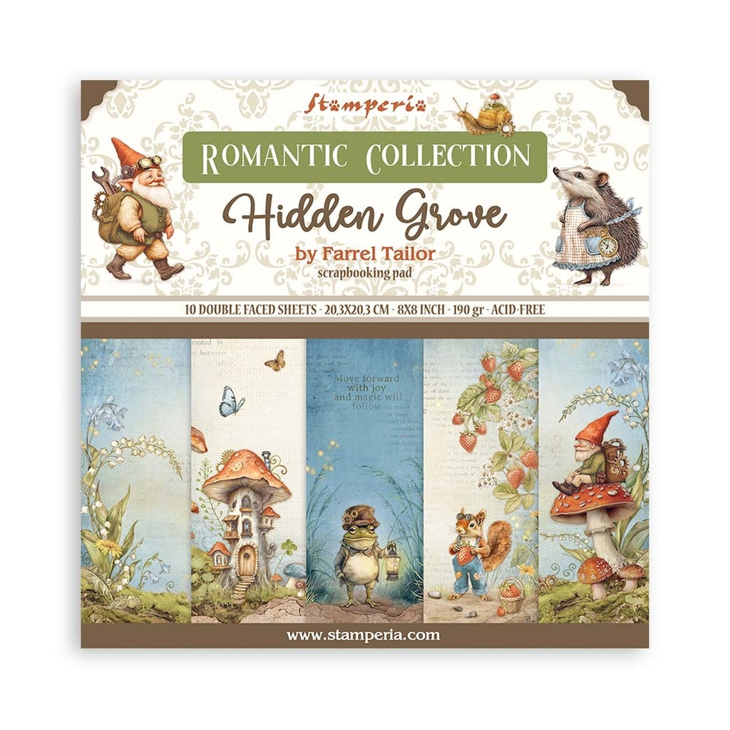 Stamperia - Hidden Grove -  Scrapbooking Pad - 10 sheets cm 8"X8" Double Sided