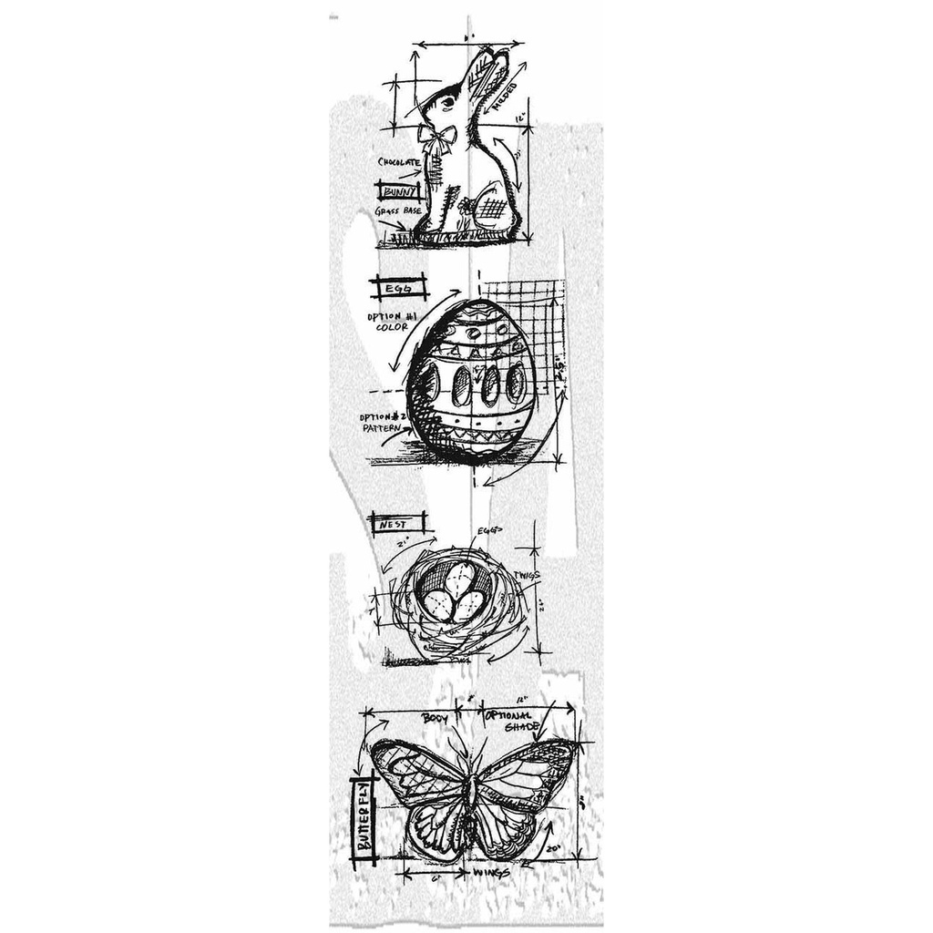 Tim Holtz Components - Stampers Anonymous - Cling Stamp - Easter Mini Blueprints