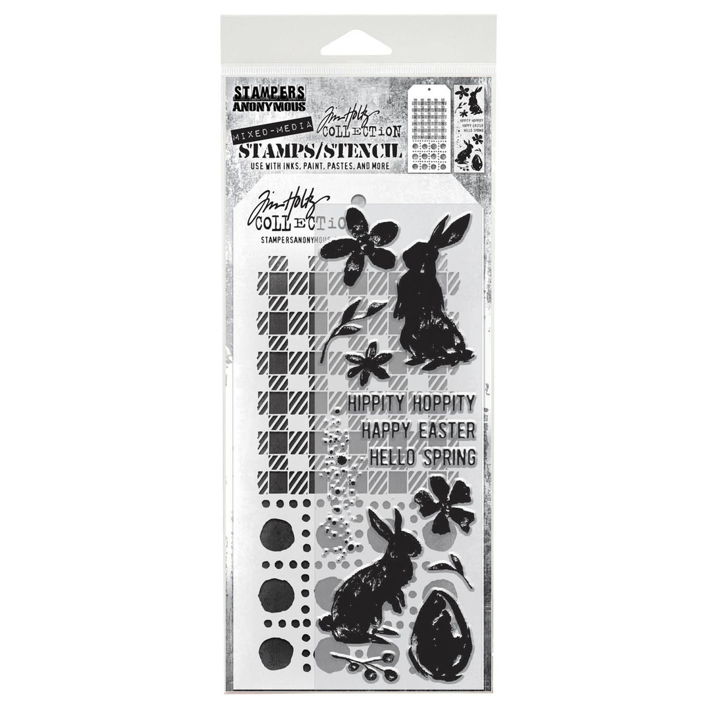 Tim Holtz Mixed-Media Stamps & Stencil Set #63 - Spring Shadows