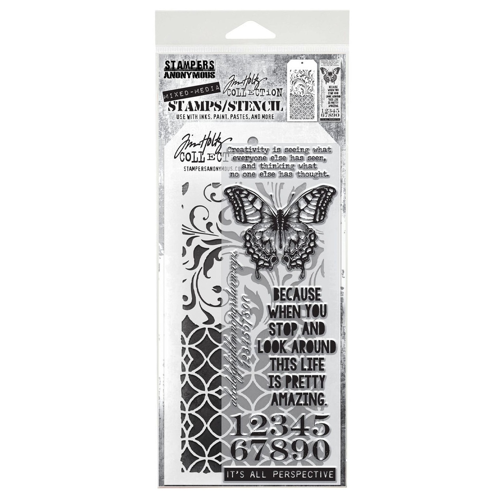 Tim Holtz Mixed-Media Stamps & Stencil Set #15 - Perspective