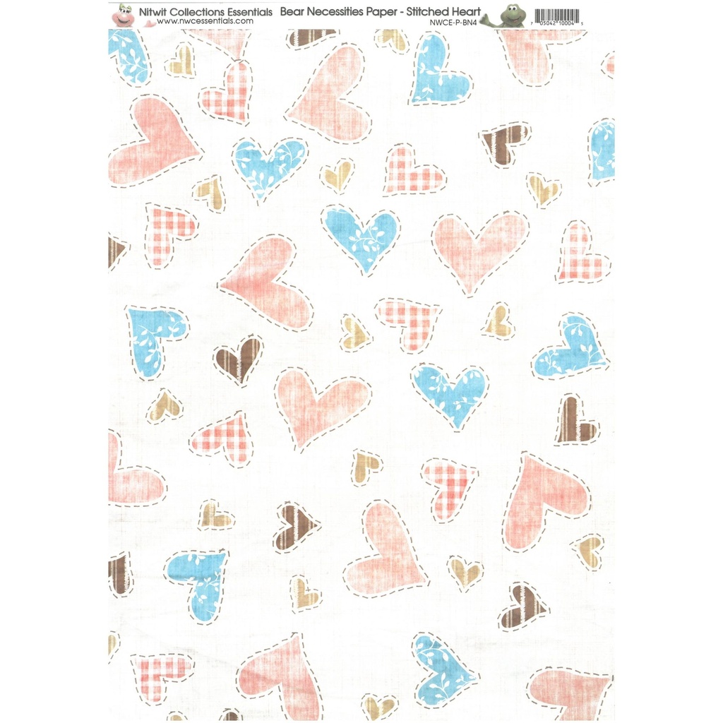 Nitwits Bear Necessities  Stitched Hearts Paper A4 pack of 10 sheets    