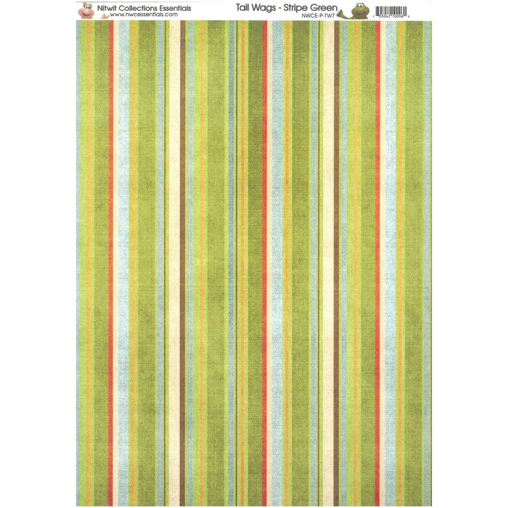 Nitwits Tail Wags  Stripe Green Paper A4 pack of 10 sheets        