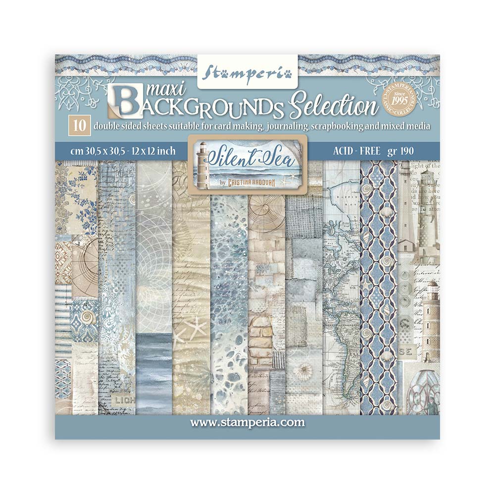 Stamperia - Silent Sea - Scrapbooking Pad - Backgrounds -10 Sheets 12"x12" Double Sided
