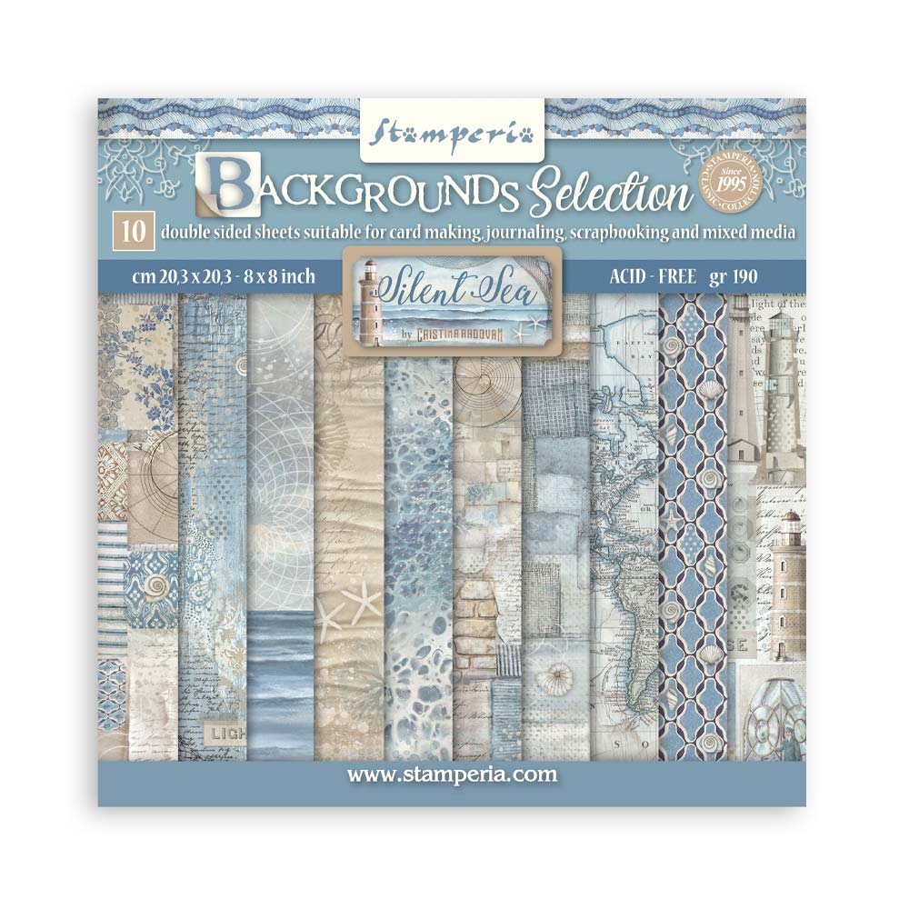 Stamperia - Silent Sea - 8"x 8" Scrapbooking Pad - Backgrounds