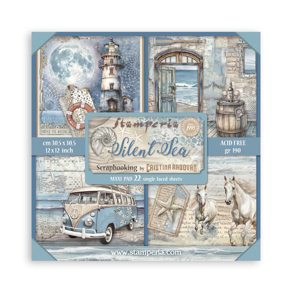 Stamperia Silent Sea Scrapbooking Pad 12"x12" Single Faced - 22 sheets