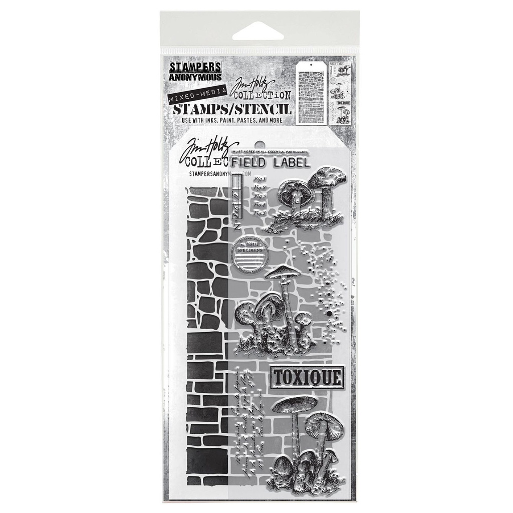 Tim Holtz Mixed-Media Stamps & Stencil Set - Tiny Toadstools