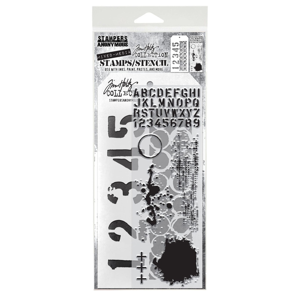 Tim Holtz Mixed-Media Stamps & Stencil Set - Grunged