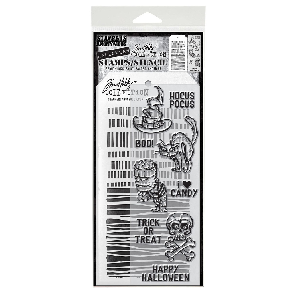 Tim Holtz Mixed-Media Stamps & Stencil Set #30 - Scared Silly