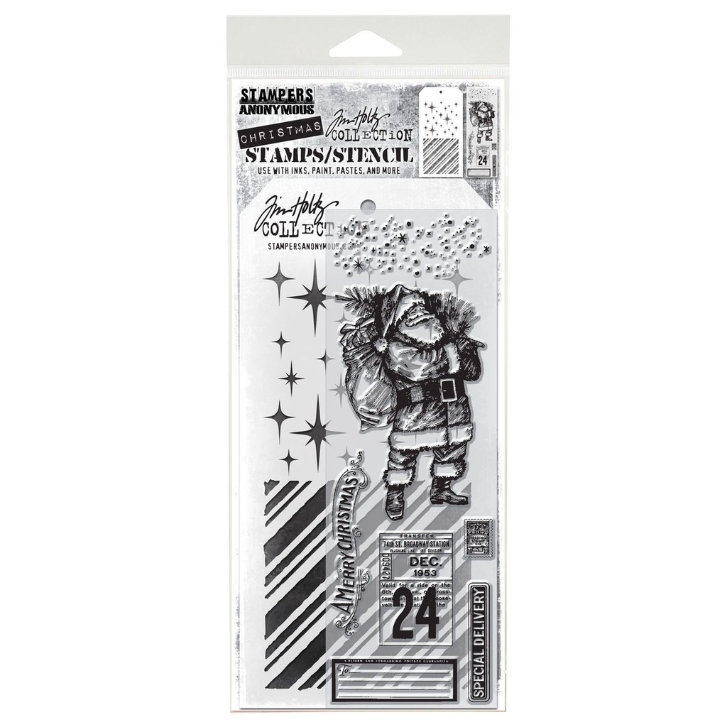 Tim Holtz Mixed-Media Stamps & Stencil Set: MIXED MEDIA SET #31