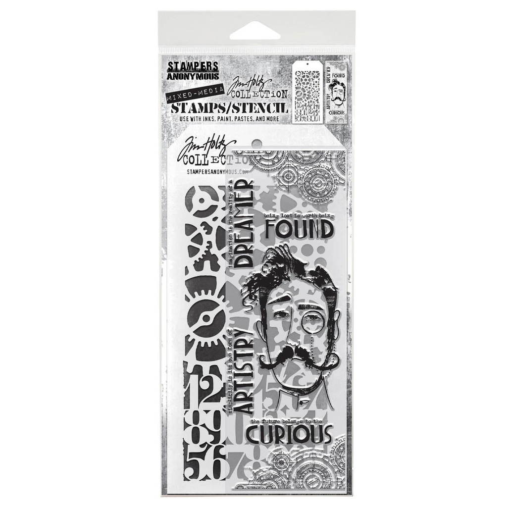 Tim Holtz Mixed-Media Stamps & Stencil Set: MIXED MEDIA SET #37