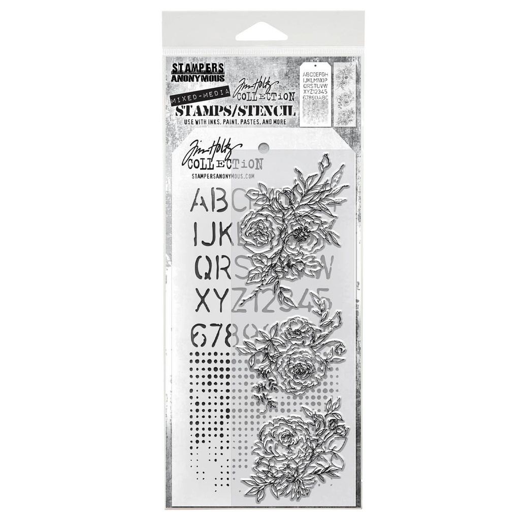 Tim Holtz Mixed-Media Stamps & Stencil Set: MIXED MEDIA SET #38