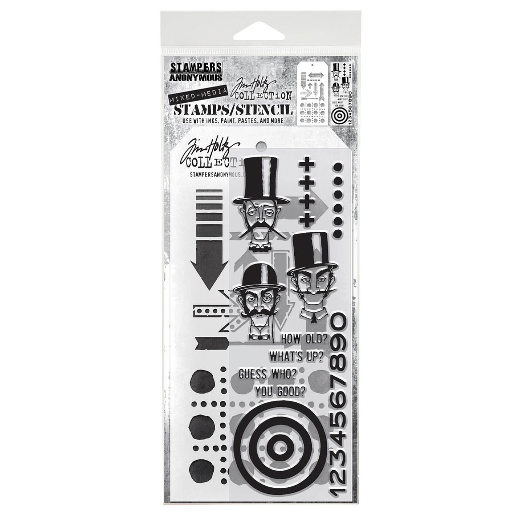 Tim Holtz Mixed-Media Stamps & Stencil Set: MIXED MEDIA SET #39
