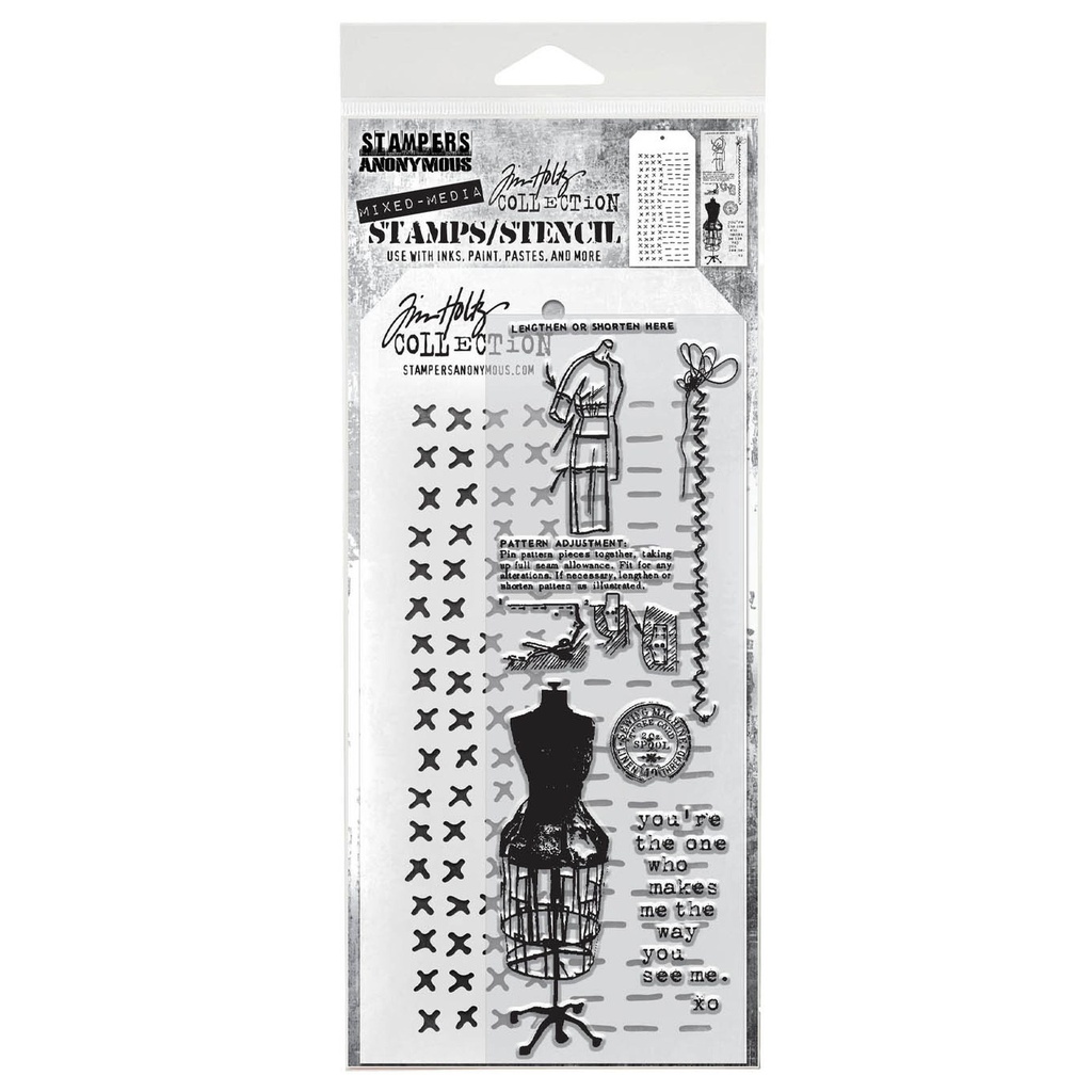 Tim Holtz Mixed-Media Stamps & Stencil Set: MIXED MEDIA SET #42