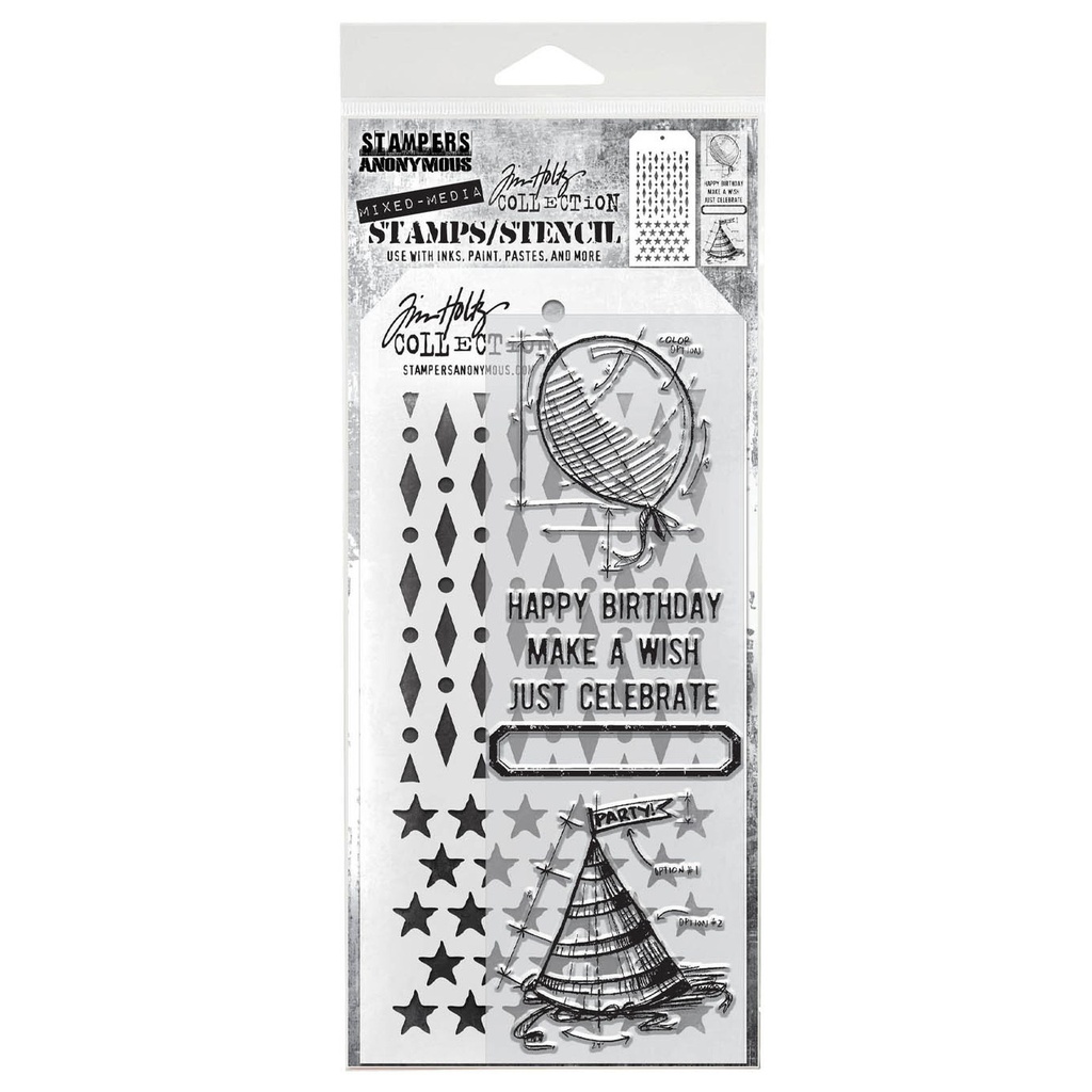 Tim Holtz Mixed-Media Stamps & Stencil Set: MIXED MEDIA SET #43