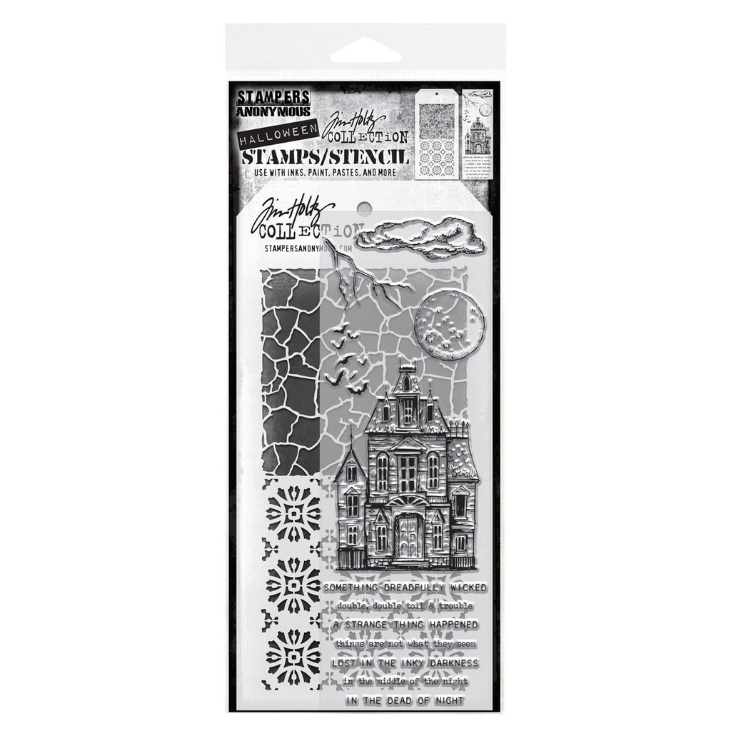 Tim Holtz Mixed-Media Stamps & Stencil Set: MIXED MEDIA SET #49