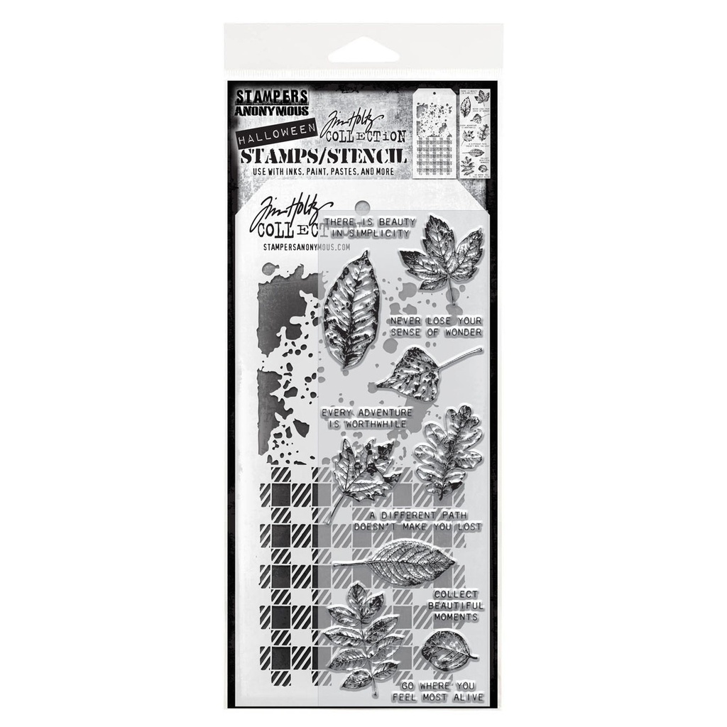 Tim Holtz Mixed-Media Stamps & Stencil Set: MIXED MEDIA SET #50