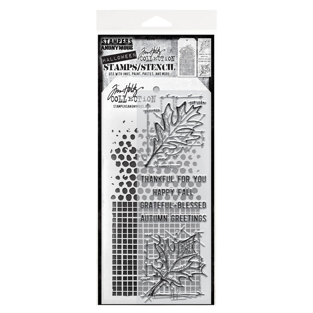 Tim Holtz Mixed-Media Stamps & Stencil Set: MIXED MEDIA SET #51