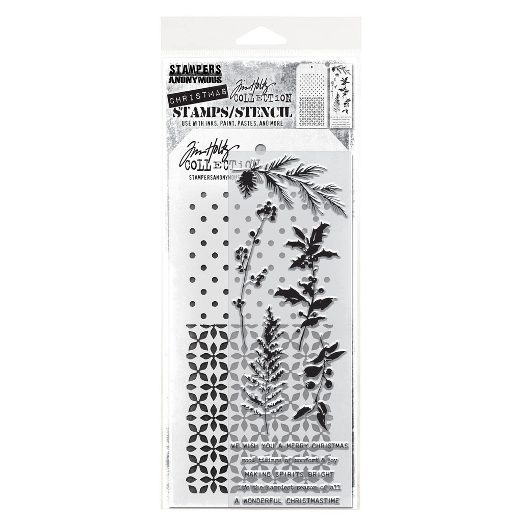Tim Holtz Mixed-Media Stamps & Stencil Set: MIXED MEDIA SET #55