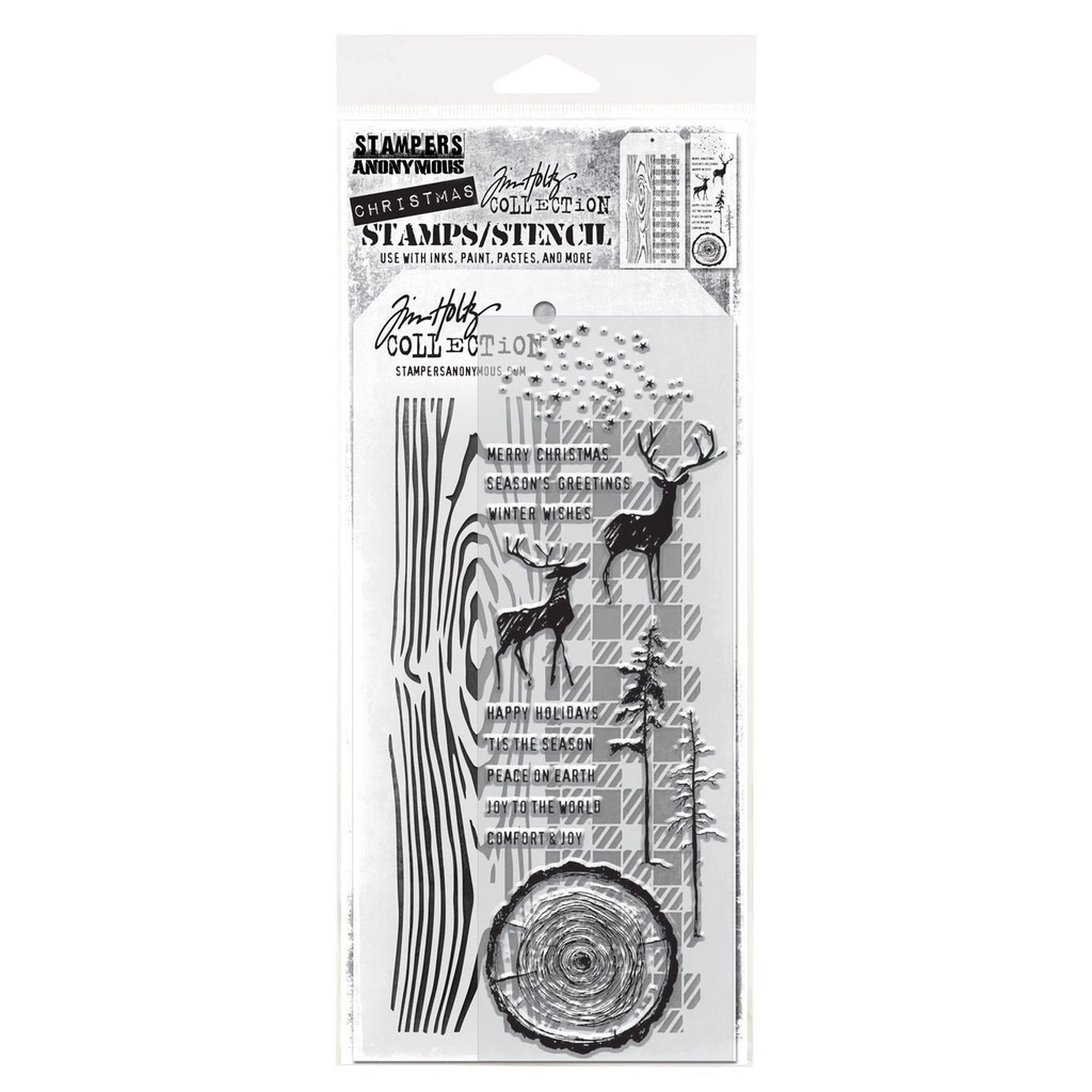 Tim Holtz Mixed-Media Stamps & Stencil Set: MIXED MEDIA SET #57