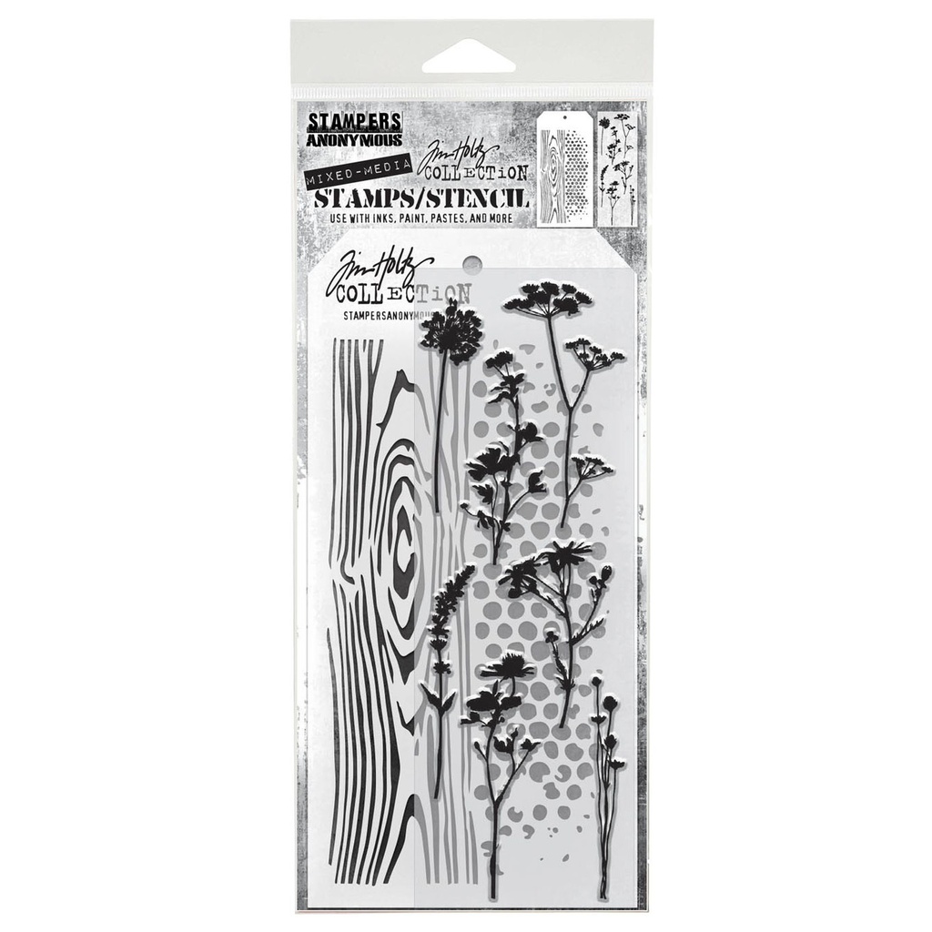 Tim Holtz Mixed-Media Stamps & Stencil Set - Wildflower Silhouettes