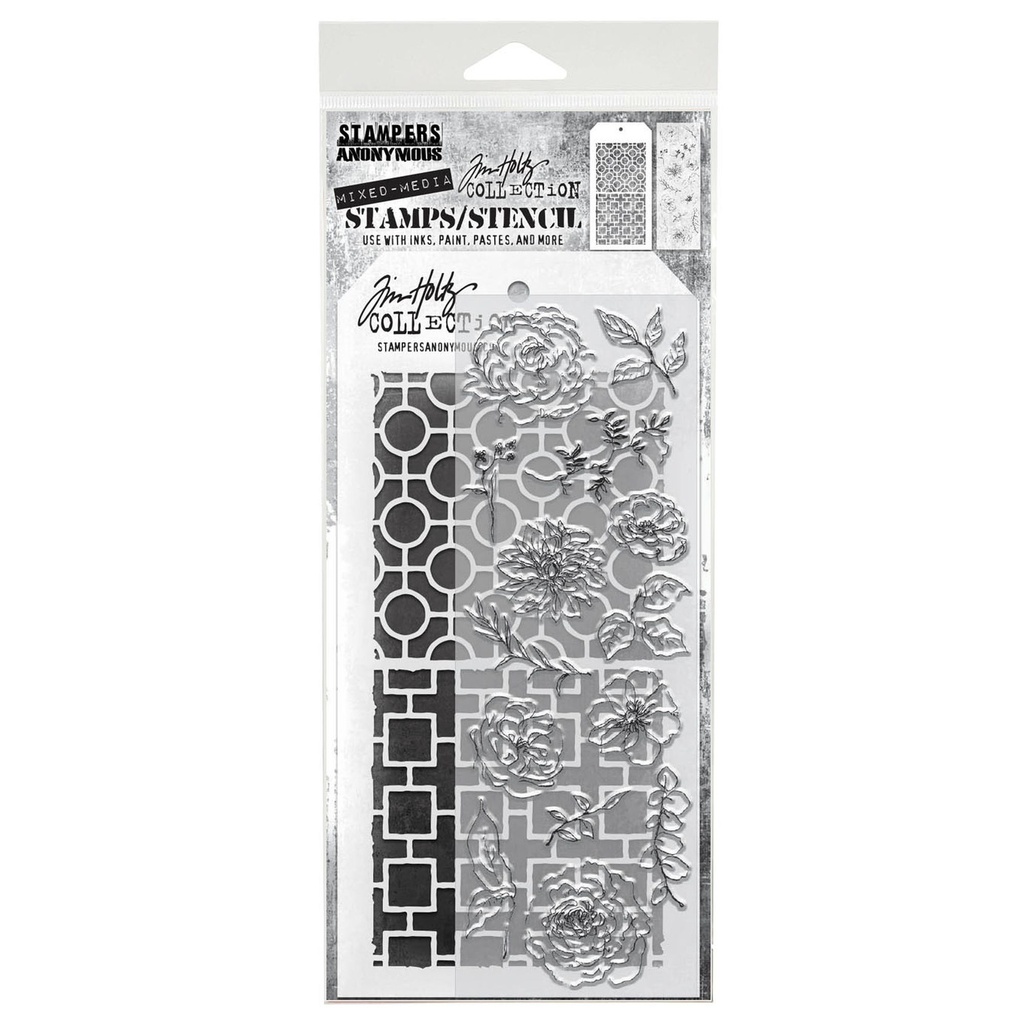 Tim Holtz Mixed-Media Stamps & Stencil Set - Floral Elements