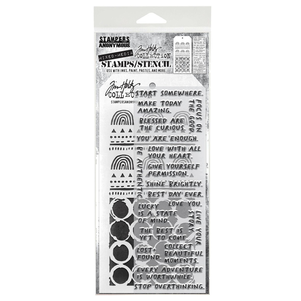 Tim Holtz Mixed-Media Stamps & Stencil Set: MIXED MEDIA SET #62