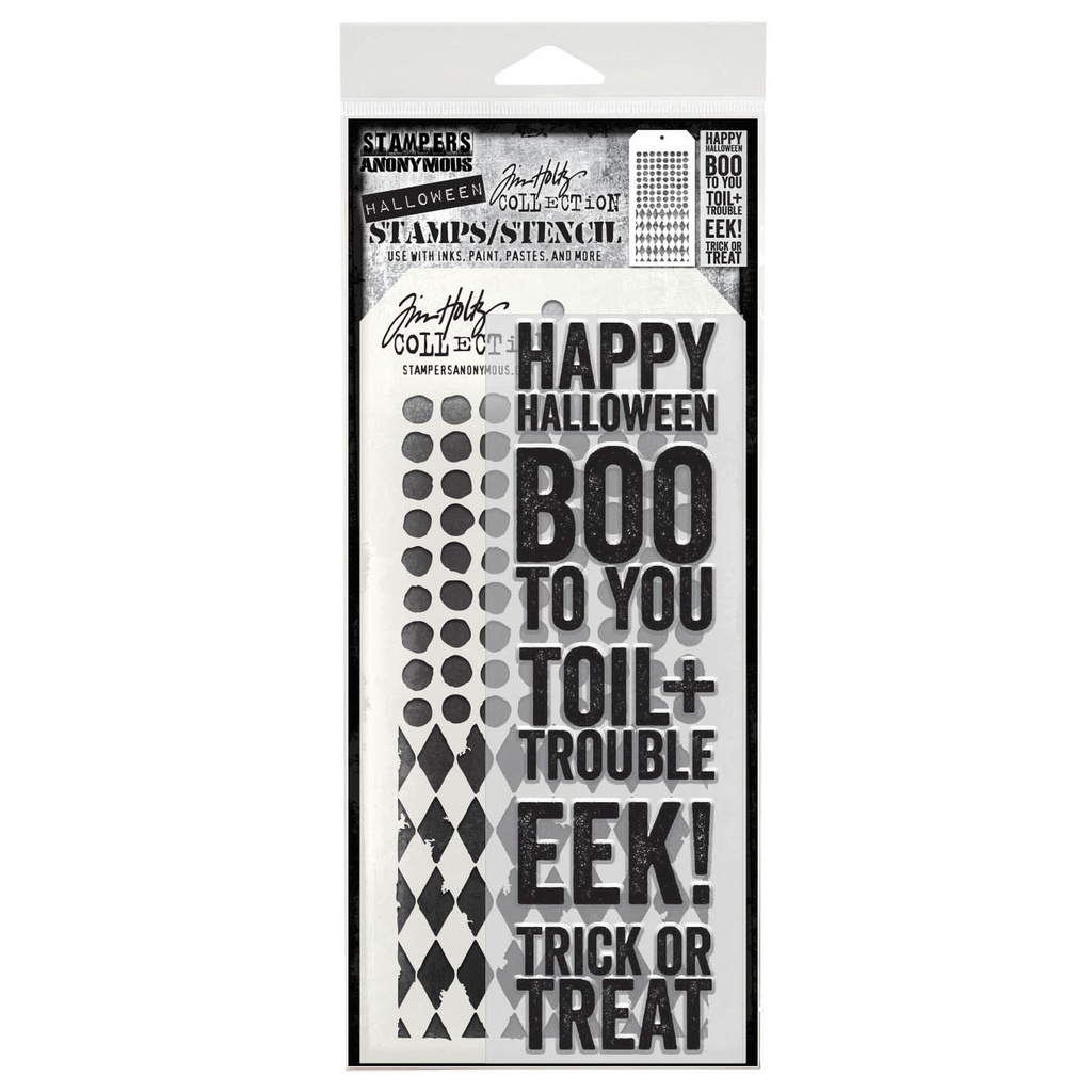 Tim Holtz Mixed-Media Stamps & Stencil Set - Bold Frights