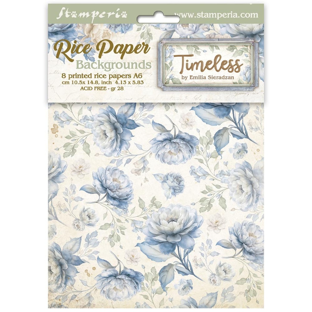 Stamperia - Timeless - A6 Rice Paper Backgrounds (8 designs)