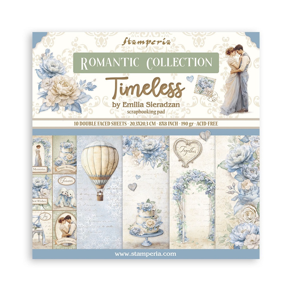 Stamperia - Timeless - Scrapbooking Small Pad - 10 double sided sheets 8"X8"