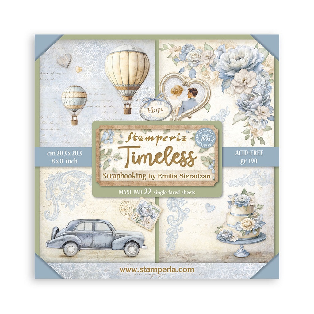 Stamperia - Timeless - Scrapbooking Pad - 22 single sided sheets 8"X8"