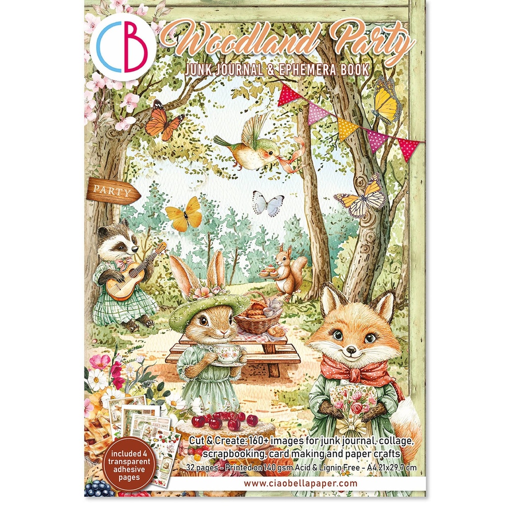Ciao Bella Paper - Woodland Party Junk Journal Ephemera Book (Shipping from 2nd June)