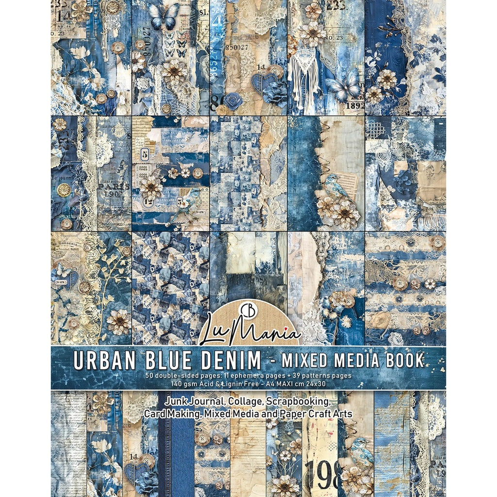 Ciao Bella Paper - Urban Blue Denim Mixed Media Book (Shipping from 2nd June)