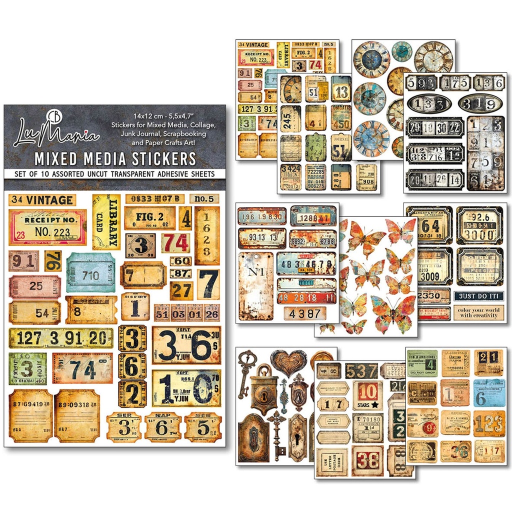 Ciao Bella Paper - Grungy Tags Mixed Media Sticker Set