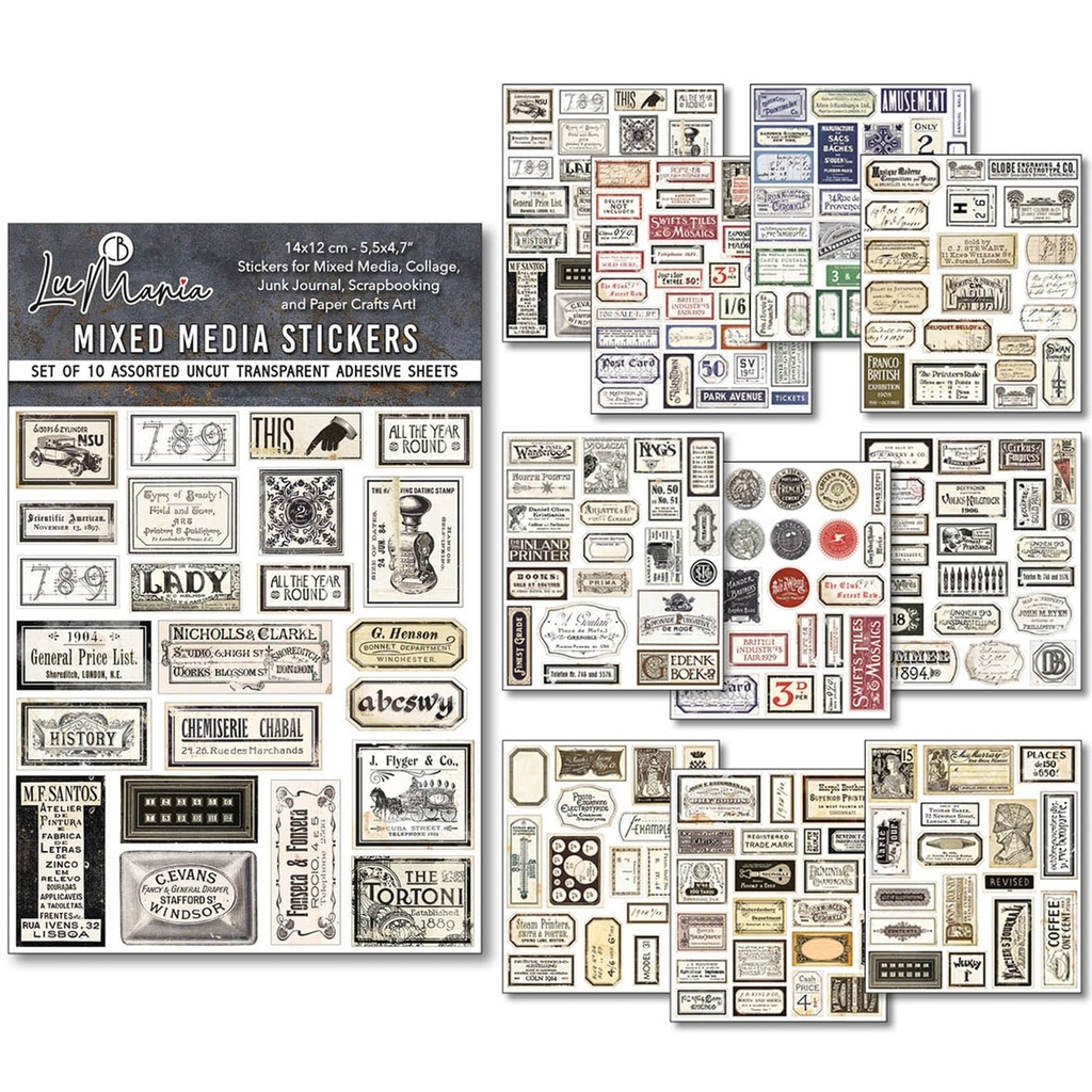 Ciao Bella Paper - Vintage Scripts Mixed Media Sticker Set