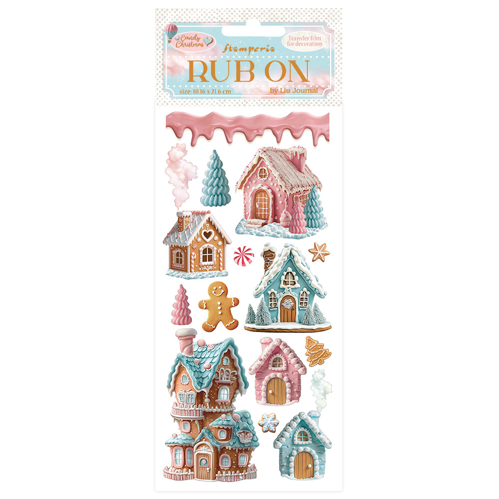 Stamperia - Candy Christmas - Rub-on Marzipan Houses 