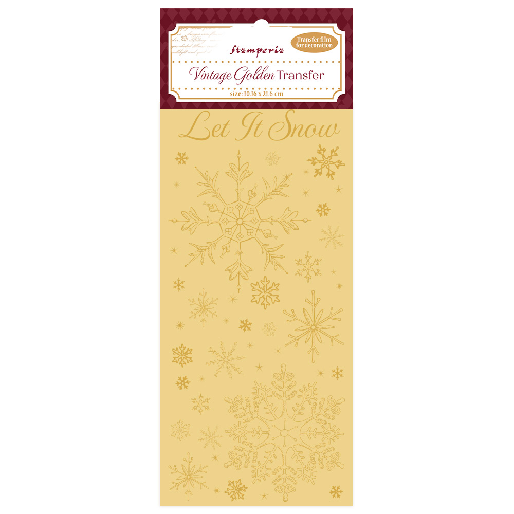 Stamperia -  Alice in Christmas - Vintage Golden Transfer - Let it snow 