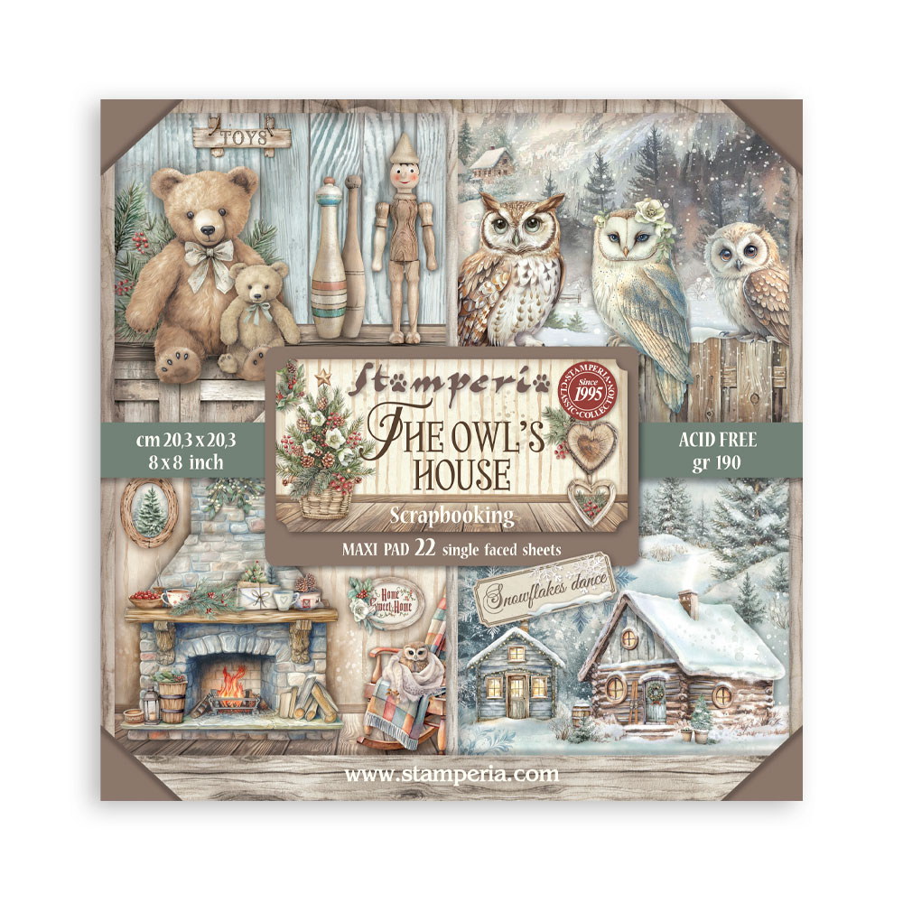 Stamperia - The Owl's House - 8"X8" Single Face Scrapbooking Pad 