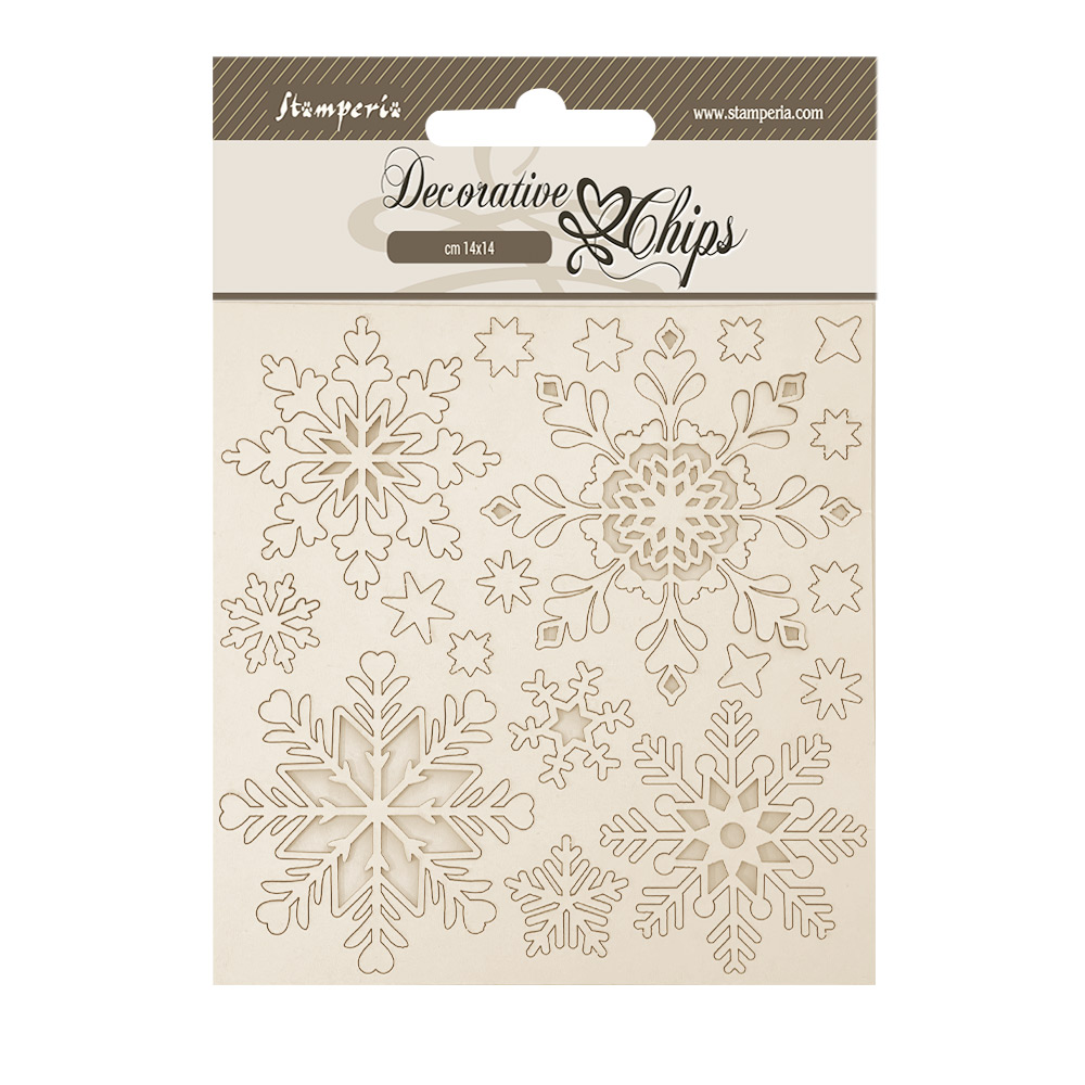 Stamperia - The Owl's House - Decorative chips -  Snowflakes (14cmx14cm)