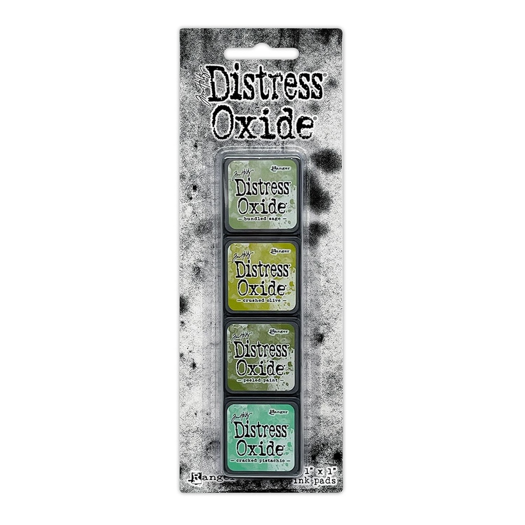 Tim Holtz Mini Distress Oxide Pads - Kit 3 (Includes Bundled Sage/Crushed Olive/Peeled Paint/Cracked Pistachio)