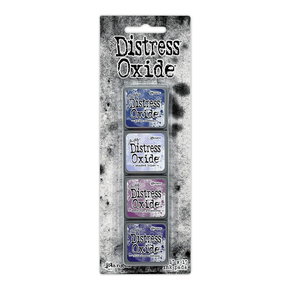 Tim Holtz Mini Distress Oxide Pads - Kit 5 (Includes Prize Ribbon/Shaded Lilac/Seedless Preserves/Villainous Potion)