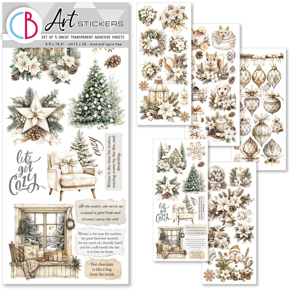 Ciao Bella Winter Season transparent adhesive sheets  5/Pkg **DUE 31/07/2025**