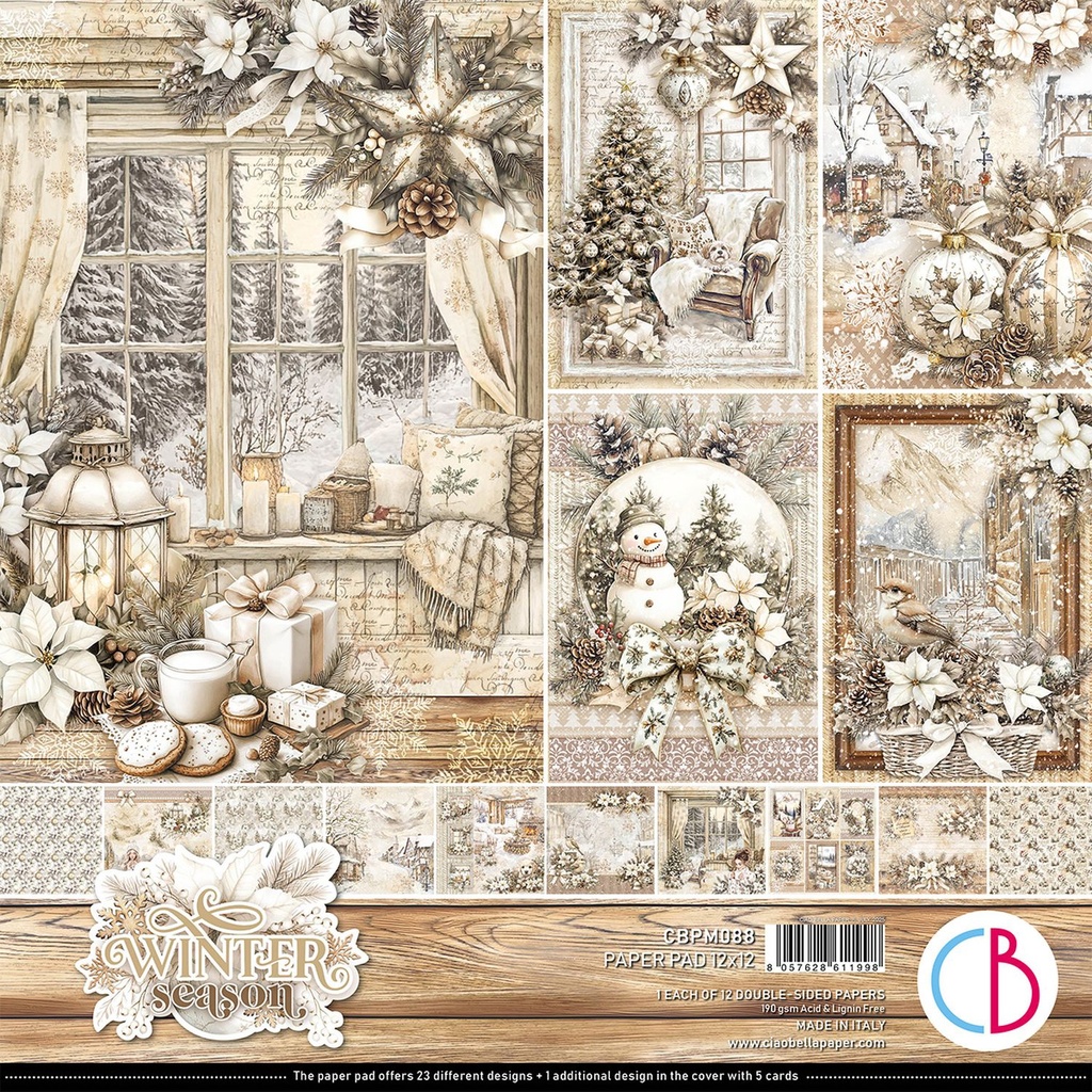 Ciao Bella Winter season Paper Pad 12"x12" 12/Pkg **DUE 31/07/2025**