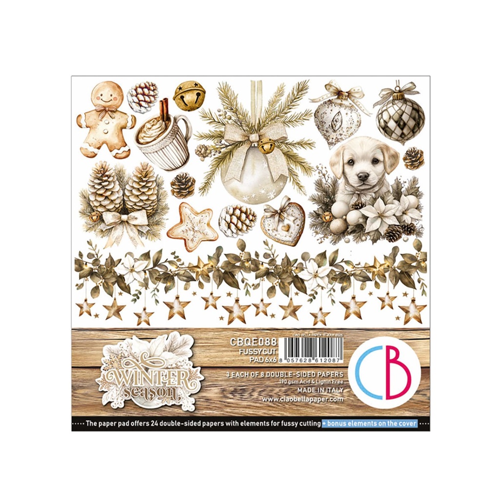 Ciao Bella Winter season  Fussy Cut Pad 6"x6" 24/Pkg **DUE 31/07/2025**