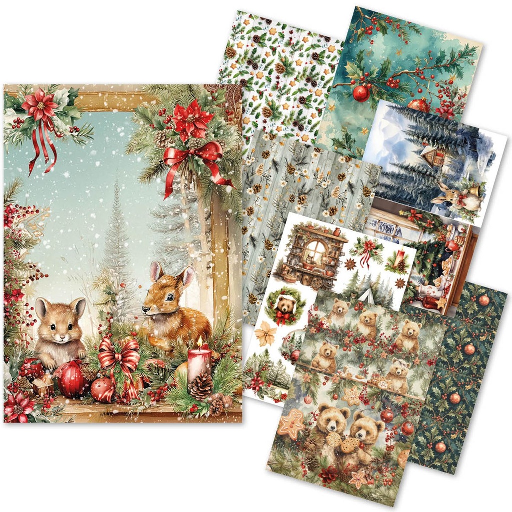 Ciao Bella Rice Paper A5 MIXED 8/Pkg Hot Cocoa & Holly **DUE 31/07/2025**